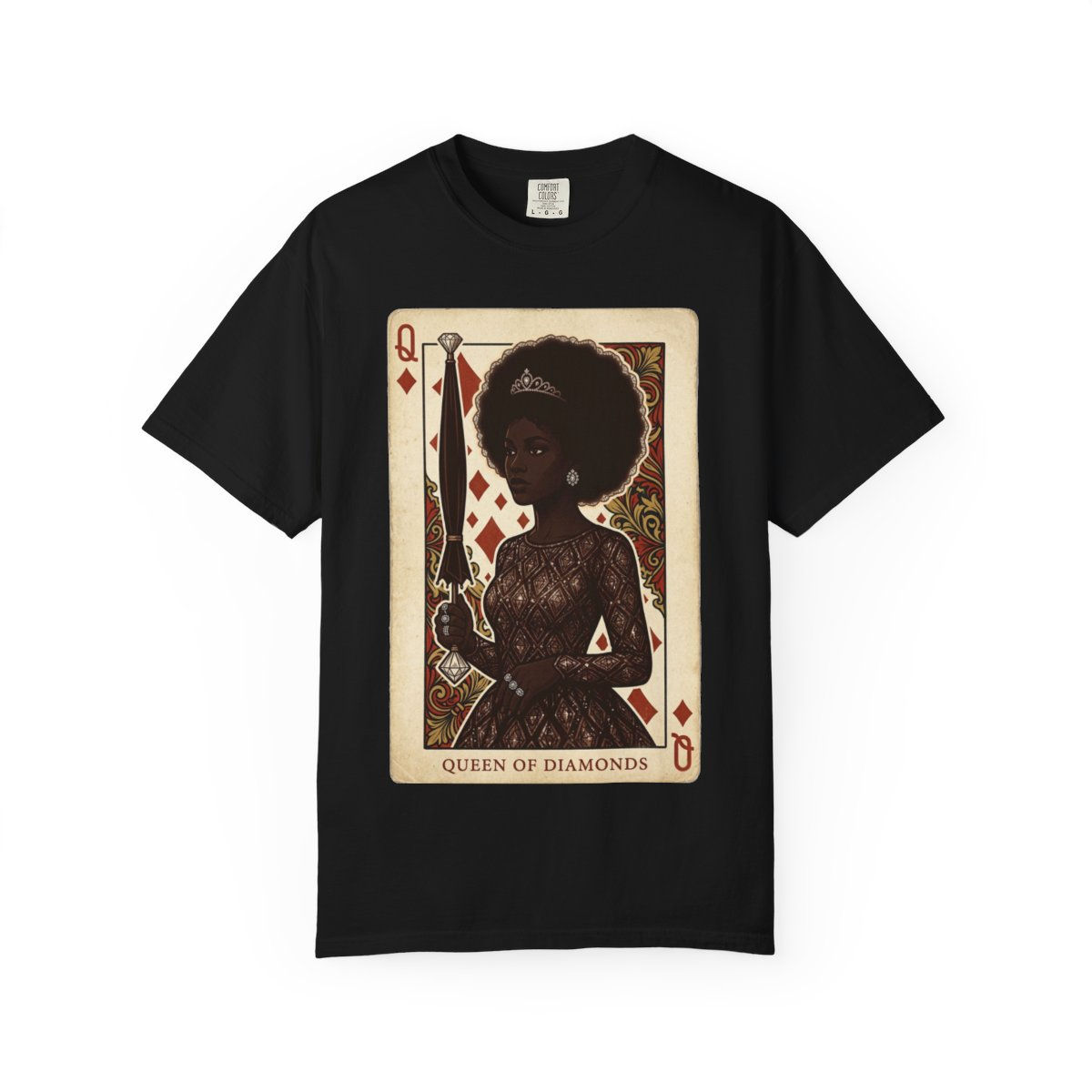 Queen of Diamond T-shirt with woman holding sword