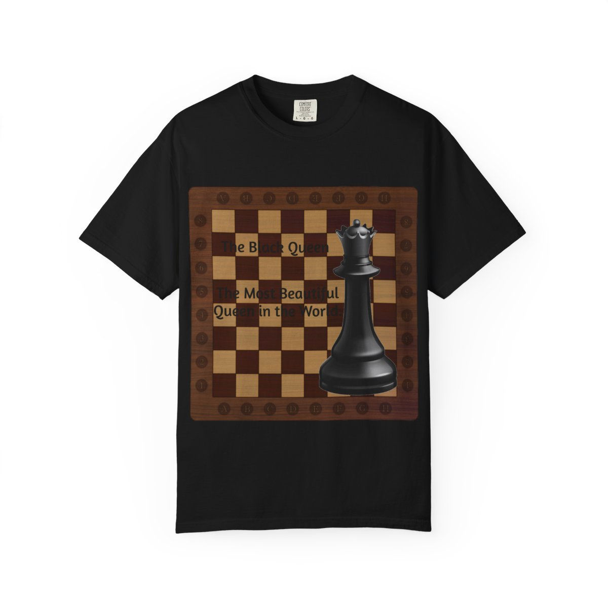 Black t-shirt with 'We the People' text, chess board, and king