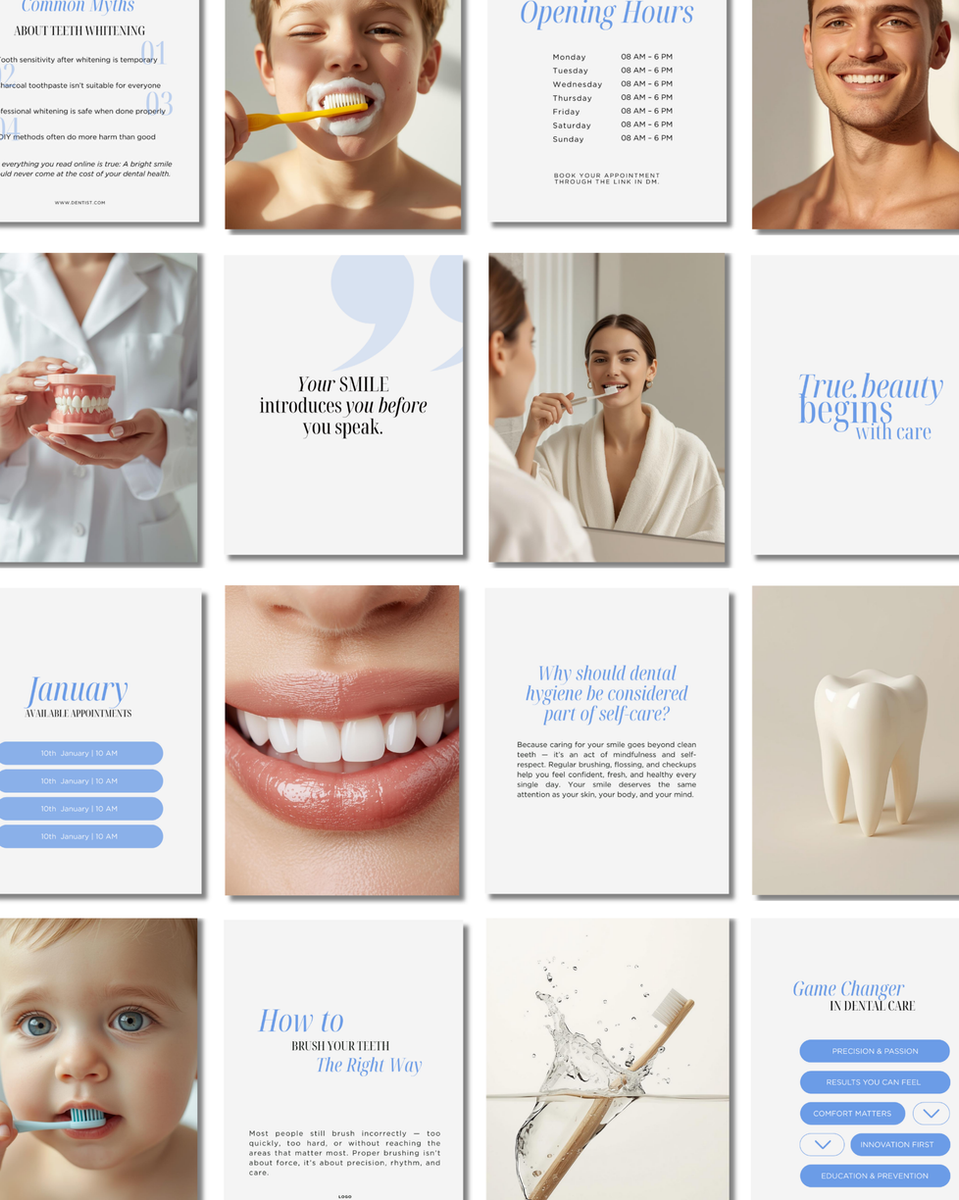 Instagram Feed & Stories Templates for Dentists | Orthodontist | Dental Hygienist
