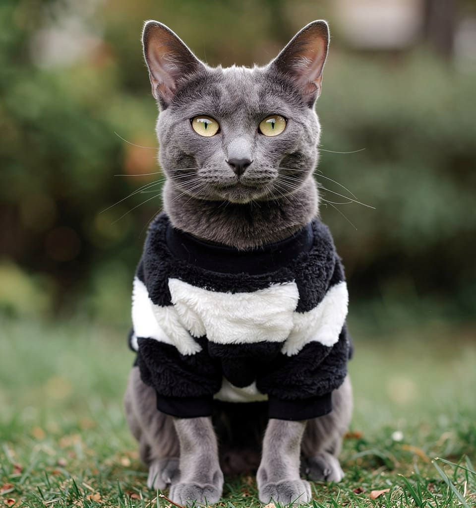 Maglione felpa in pile per cani e gatti indossata da Gigio testimonial