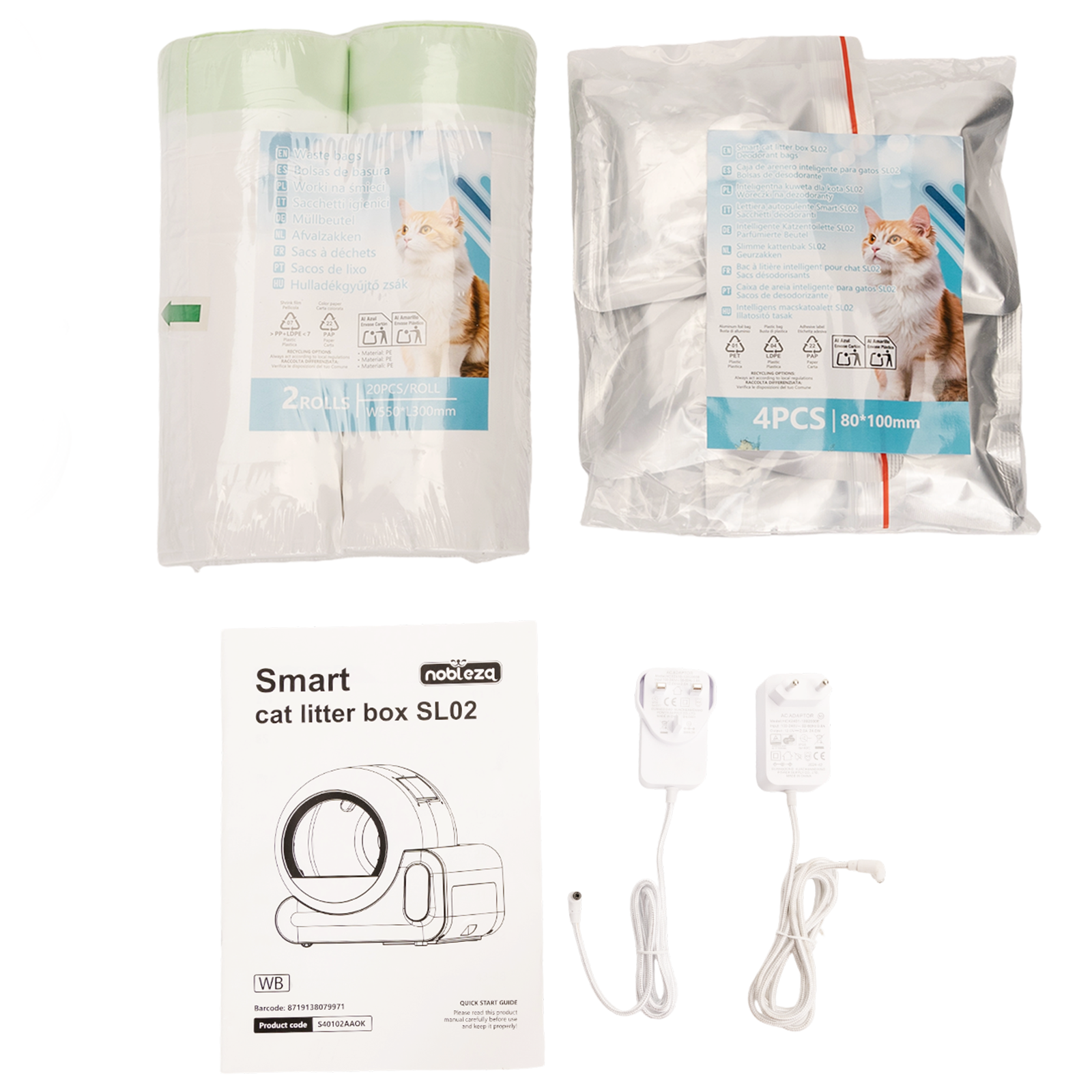 Lettiera  autopulente gatto Smart con app automatica Nobleza componenti