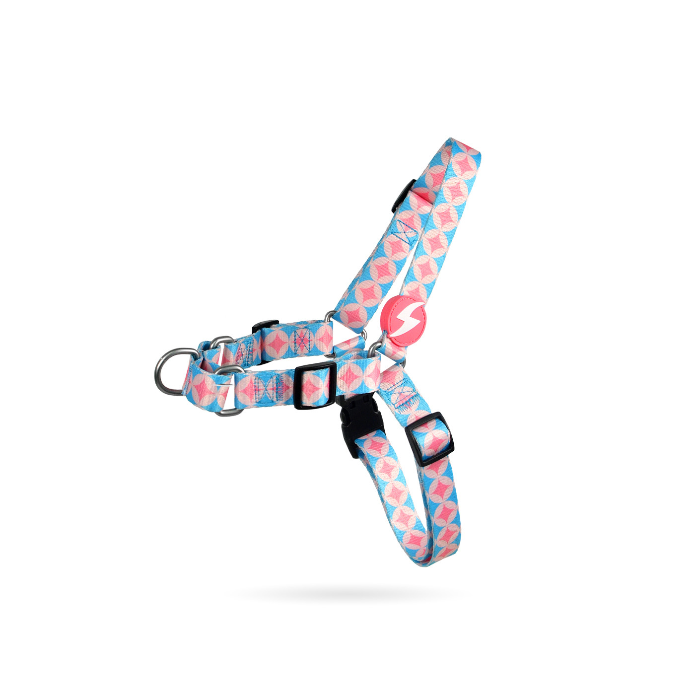 Pettorina Antifuga Dashi Coral con pattern astratto arancione e rosa.