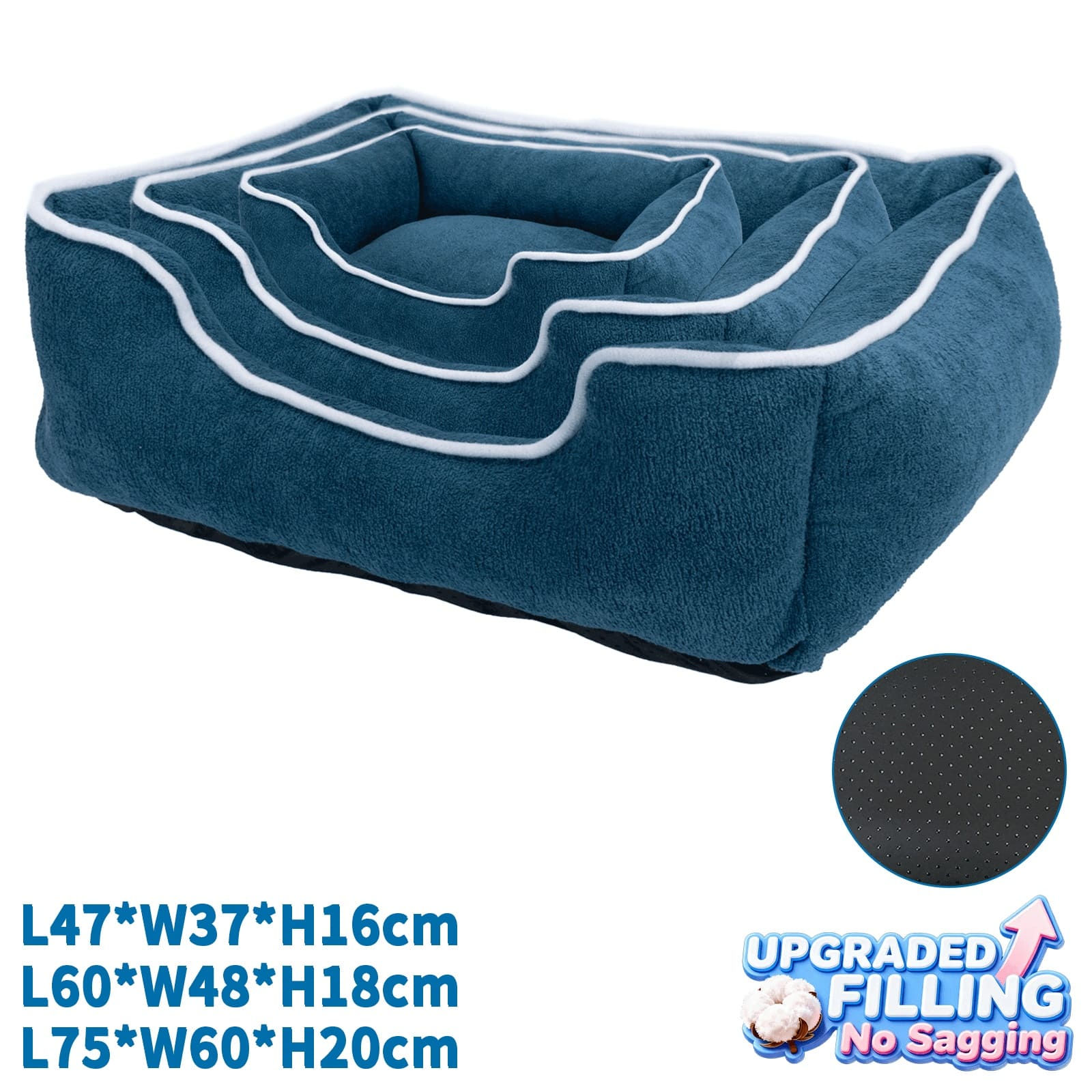 Cuccia da interno per cani e gatti Nobleza disponibile blu e grigio e tre misure
