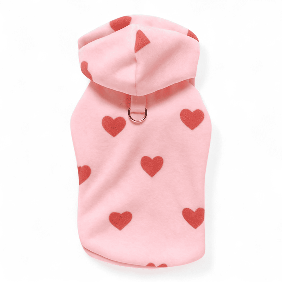 Maglione felpa con cappuccio per cani e gatti design cuoricini