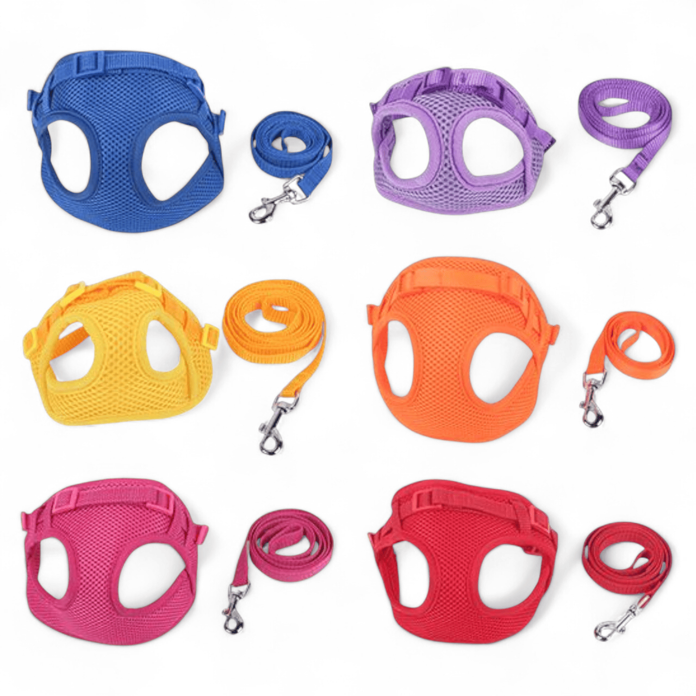 Set pettorina e guinzaglio Nobleza in rete traspirante air mesh.