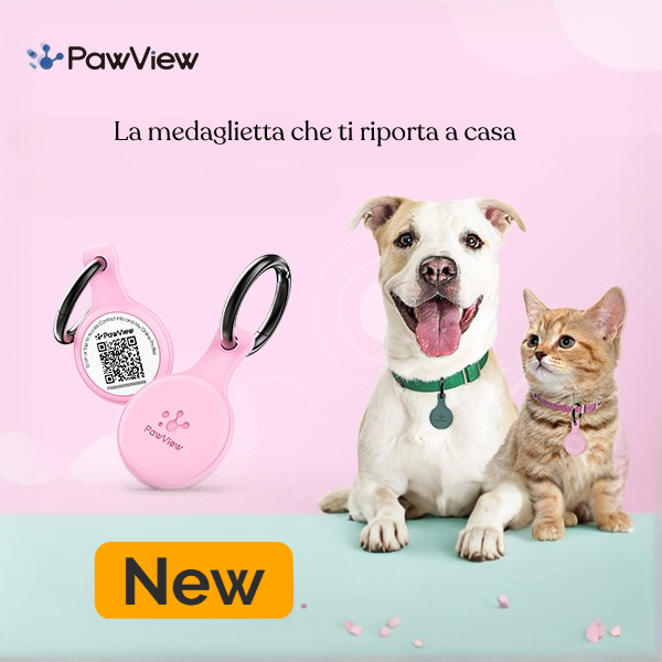 Medaglietta smart per animali in morbido silicone con codice QR visibile – colore rosa