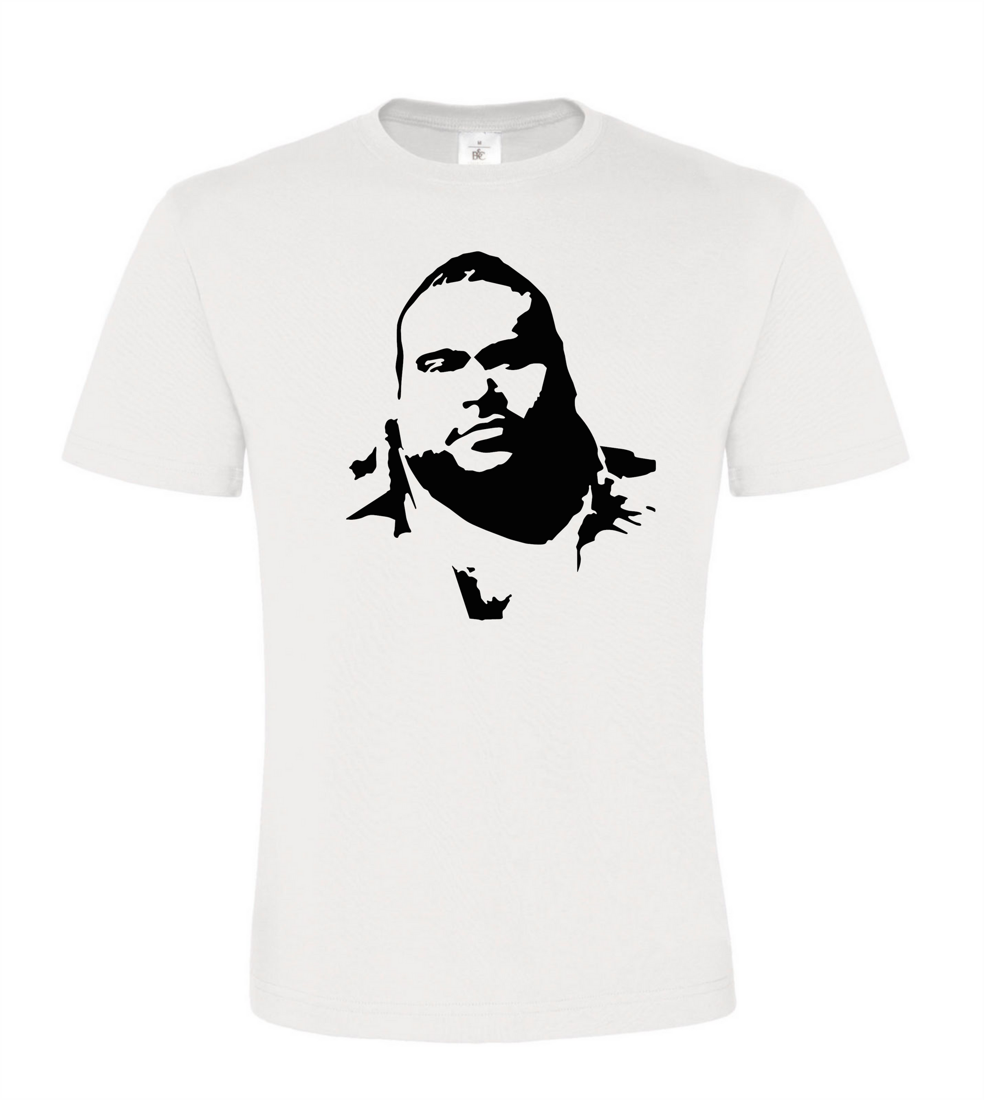 T-shirt blanc avec un portrait noir, style graphique. FLOCTOP SOL'S STONE – Veste zippée à capuche UNISEXE