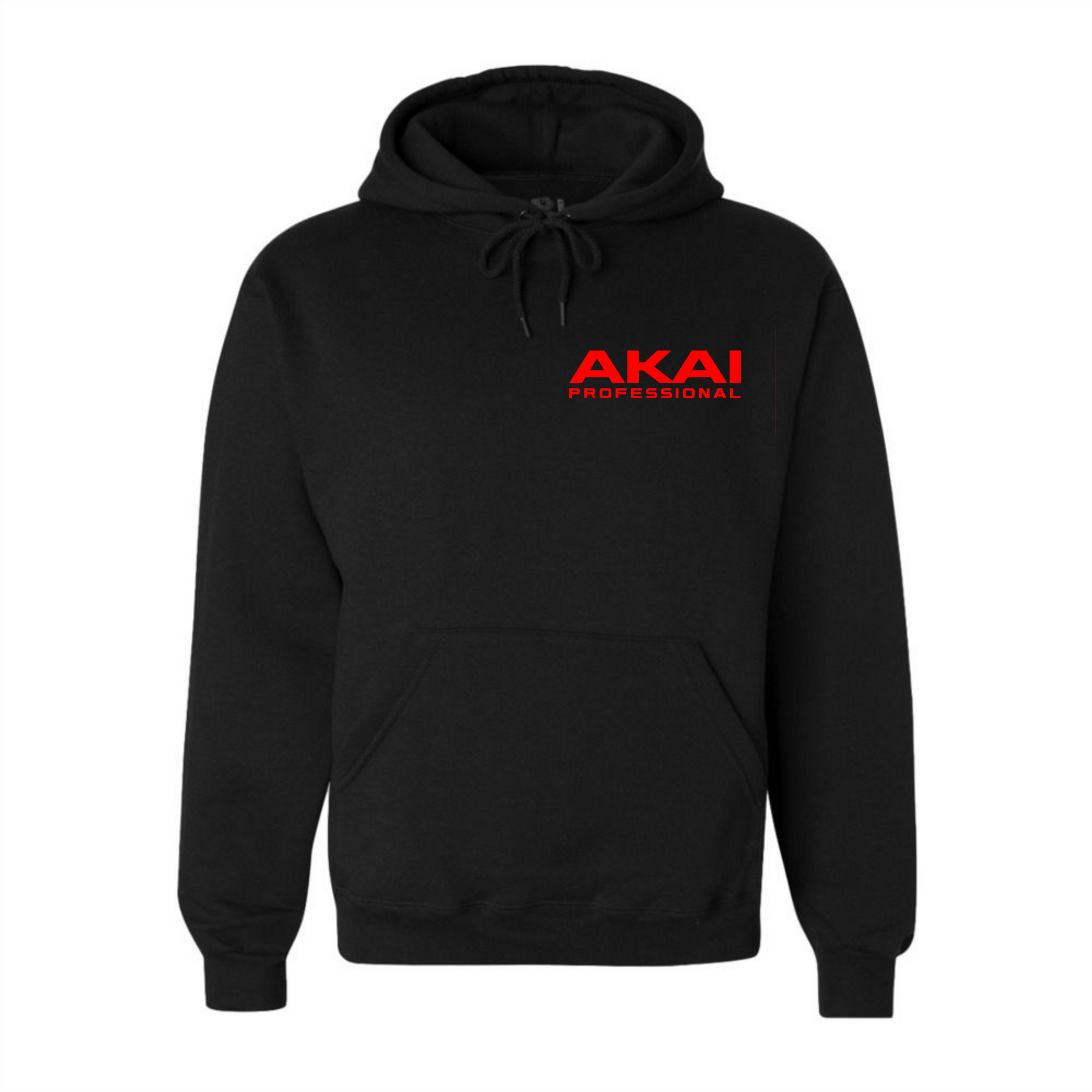 Sweat à capuche noir avec le logo AKAI PROFESSIONAL imprimé en rouge.