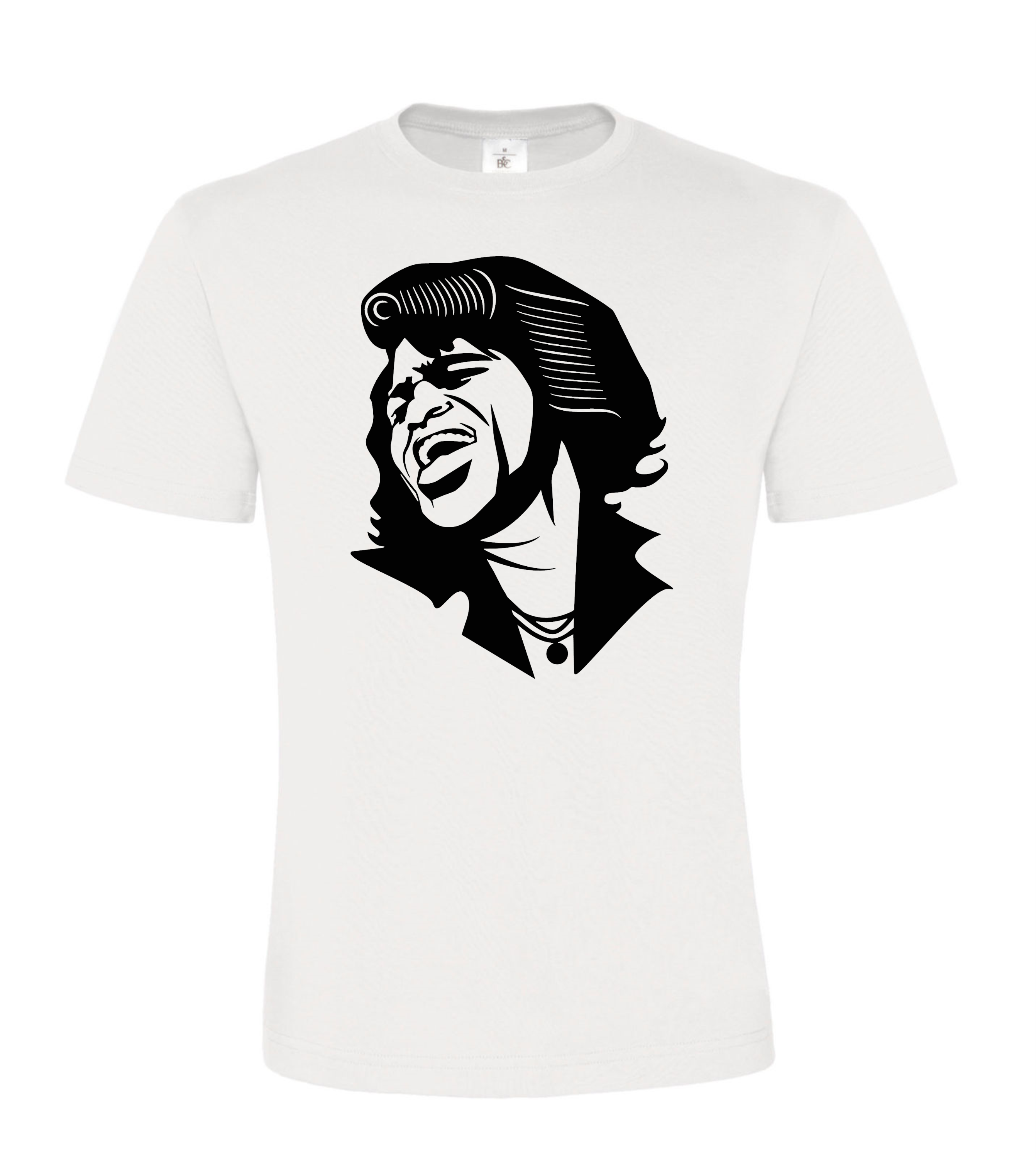 T-shirt blanc avec image de chanteur. FLOCTOP. T-shirt noir personnalisé Shut up and Train.
