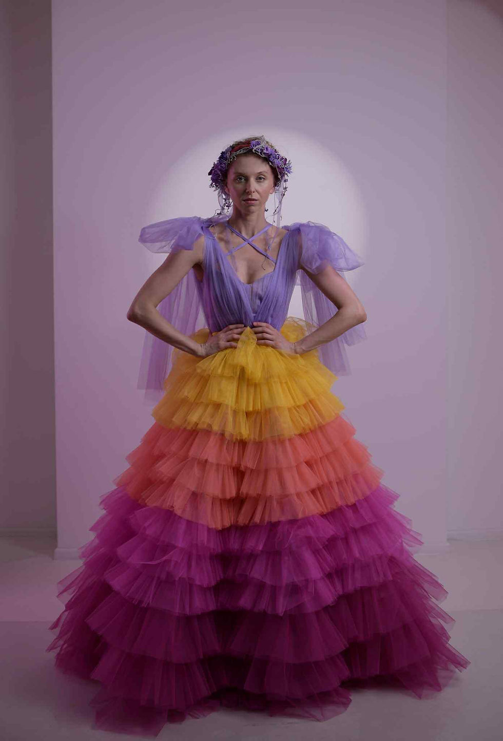 endless pastel rainbow dress