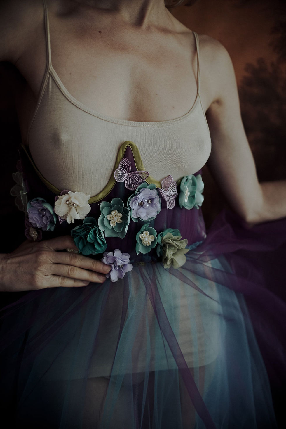 Divine Goddess flower underbust dress