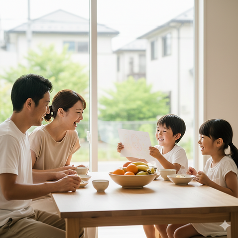 家族が健康で笑っている
