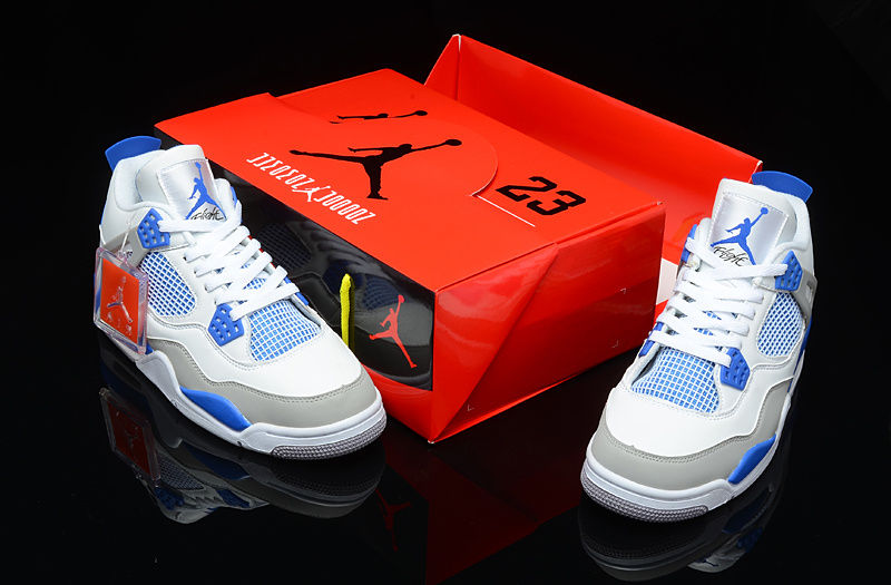 Thumbnail: Air Jordan IV Retro 4 White Legend Blue Men 8-14