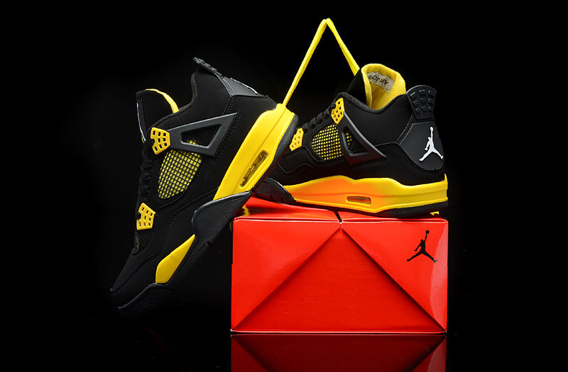 Thumbnail: Air Jordan IV Retro 4 Black Yellow Men 8-14