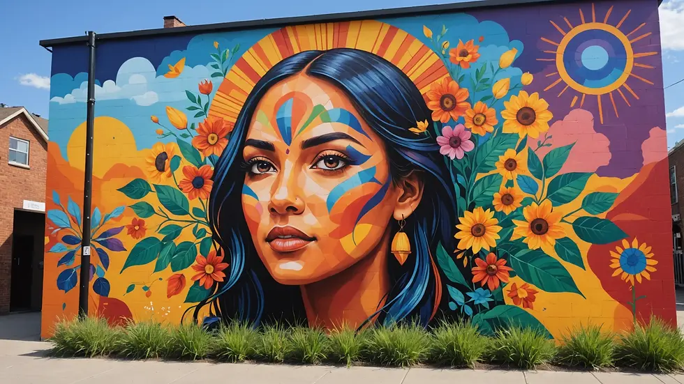 Eye-level view of a well-structured outdoor mural showcasing community creativity