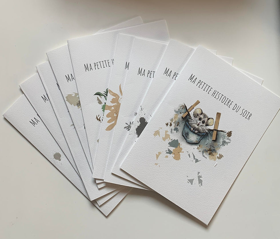 Miniature : Page intérieure illustrée du coffret d'histoires du soir – HANNART Créations