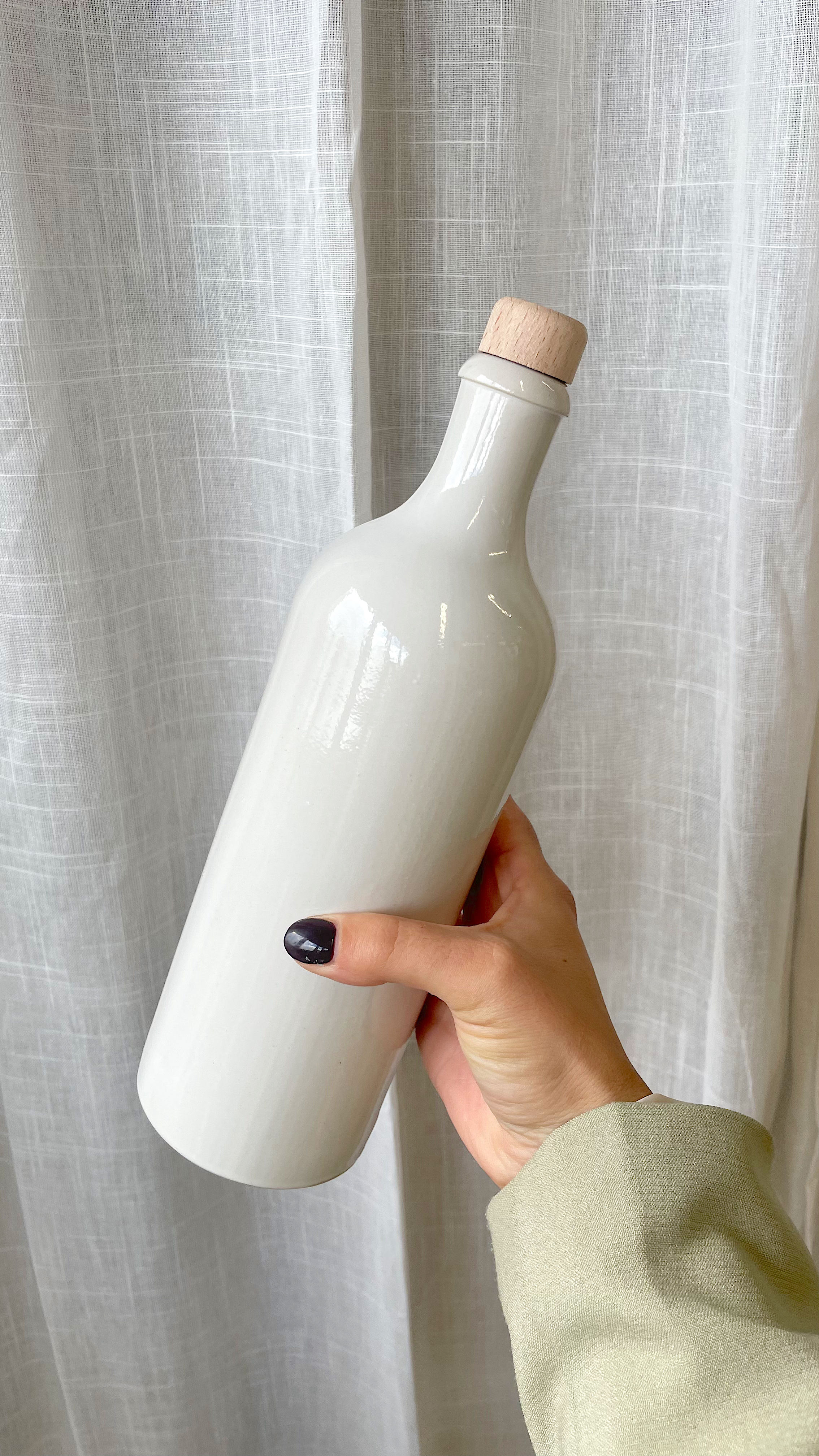 Bouteille d'huile grès 75cl blanc