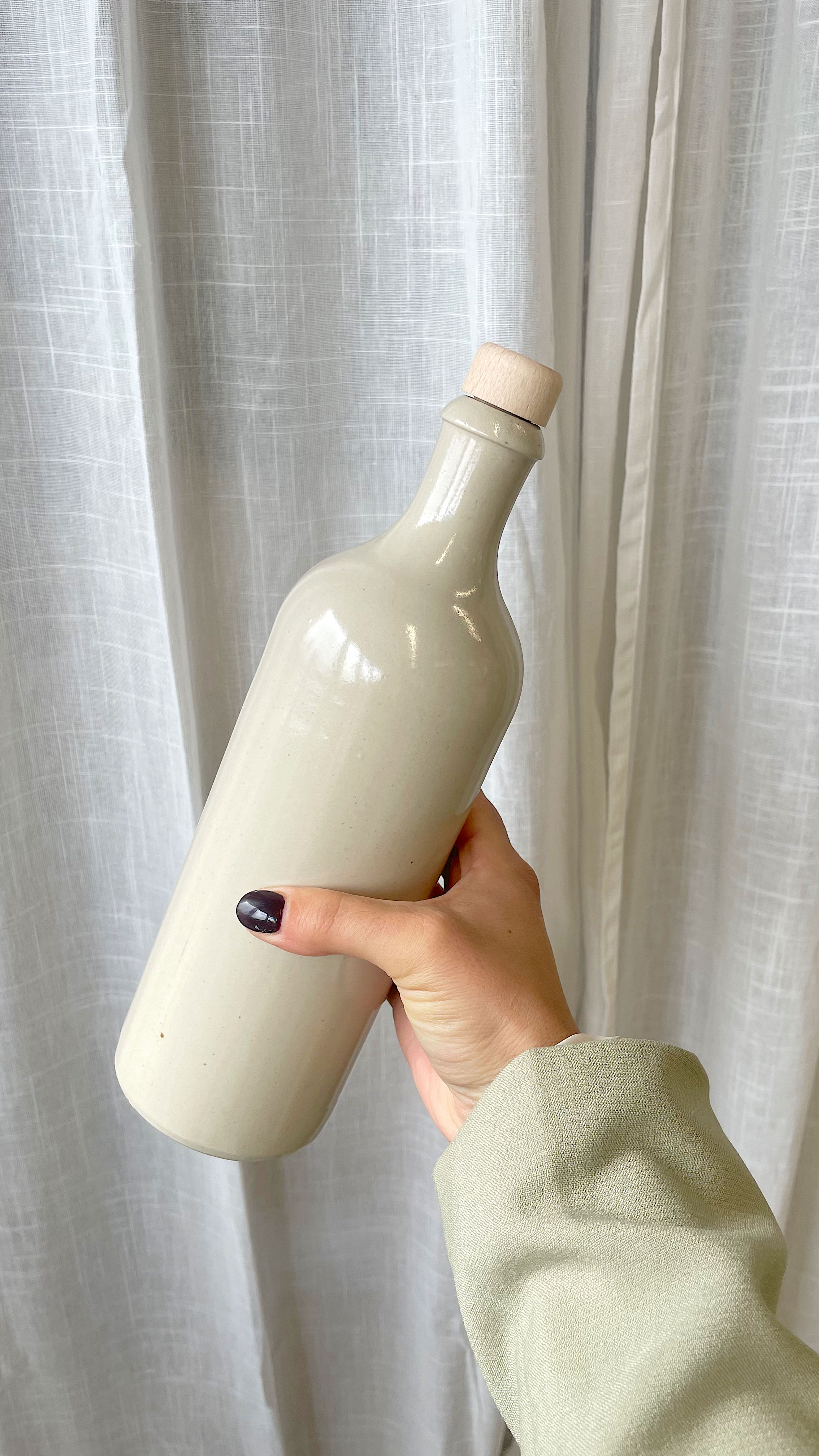 Bouteille d'huile grès 75cl beige