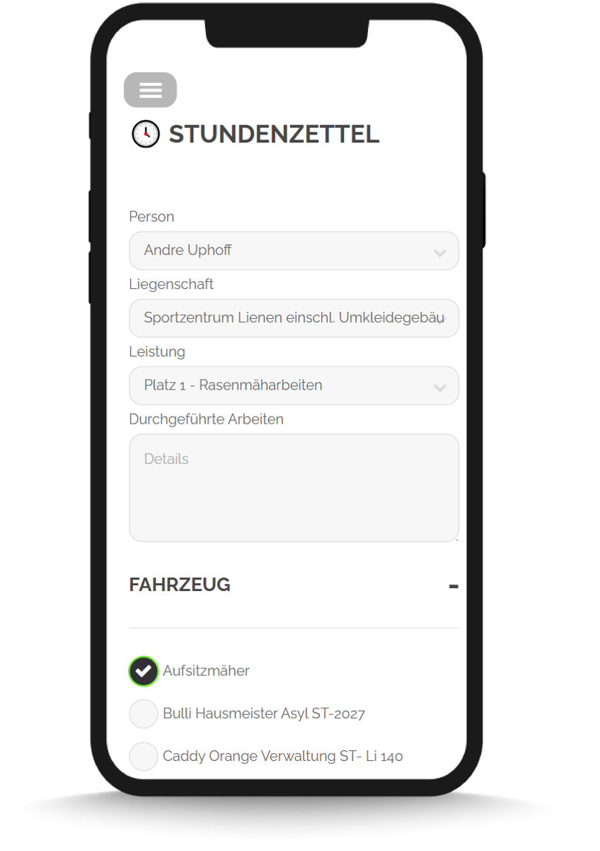 Leistungserfassung in Smartphone-App