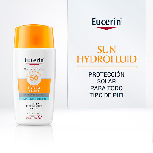 Protector Solar Facial Eucerin Hydro Fluid Textura Ultra-ligera Fps50+ Frasco X
