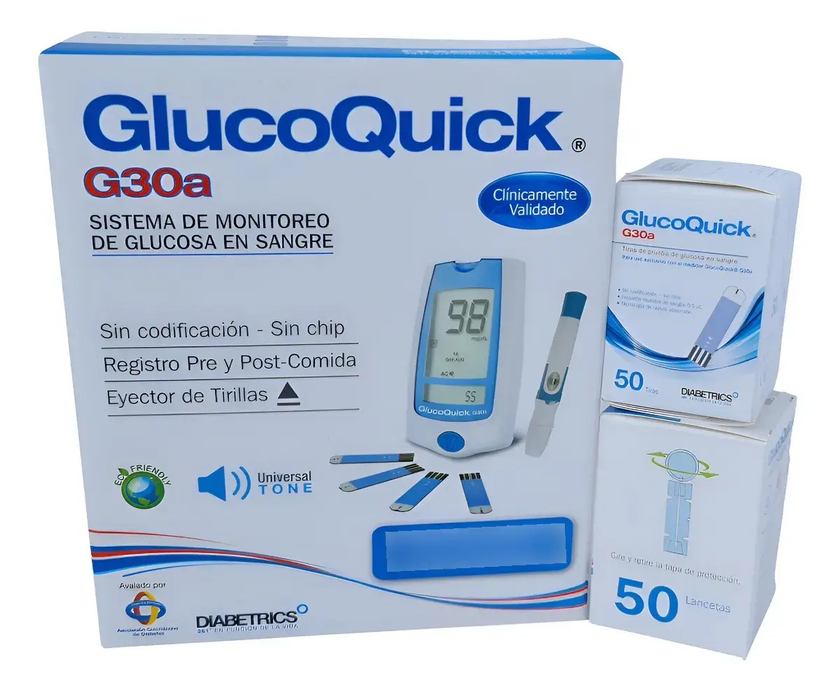 Glucometro Glucoquick G30a + 50 Tiras + 50 Lancetas
