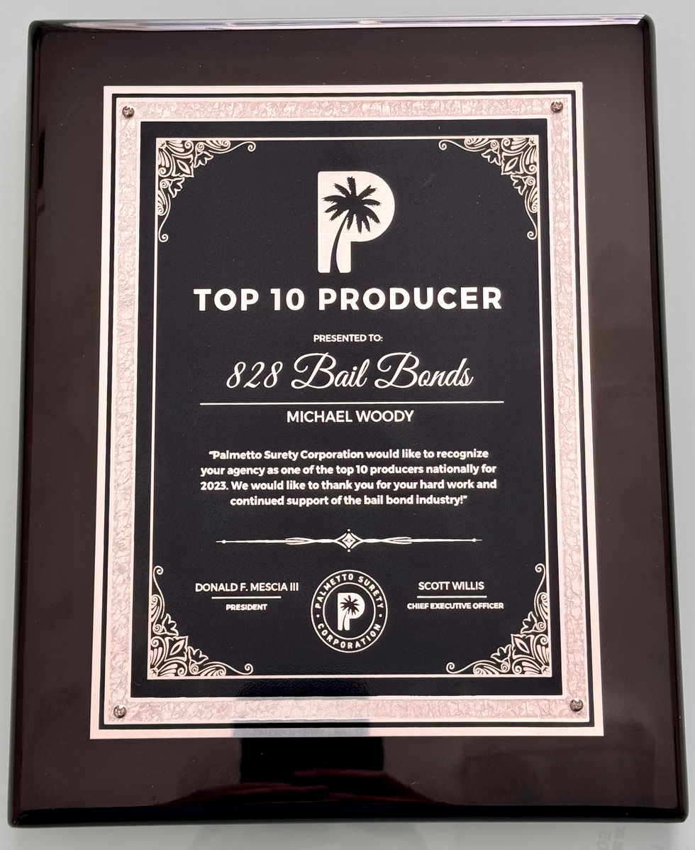 828 Bail Bonds Top 10 Producer