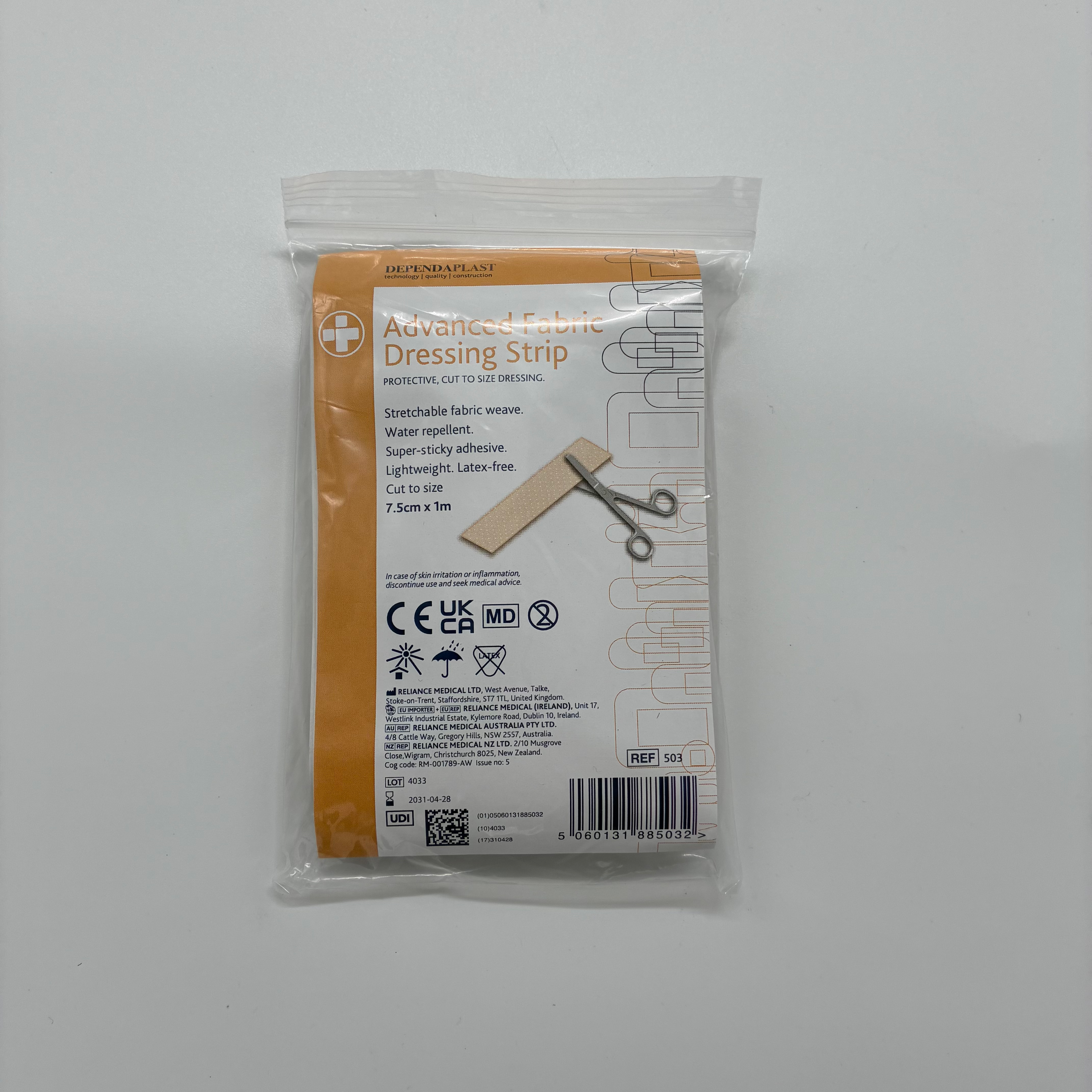 Dependaplast Fabric Dressing Strip 7.5cm X 1m