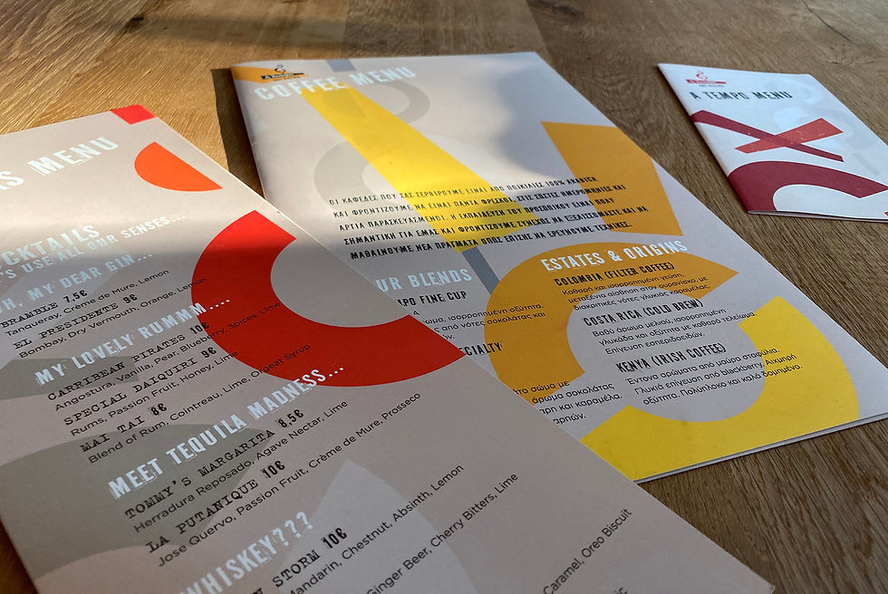 A Tempo Art Bistrot Menus