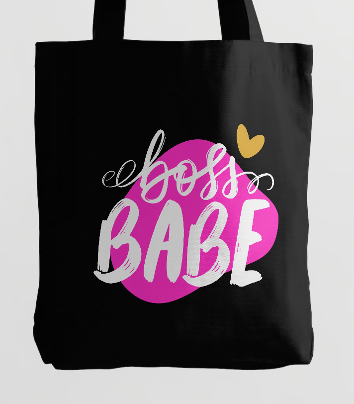 Image of a tote bag that says Boss Babe in black