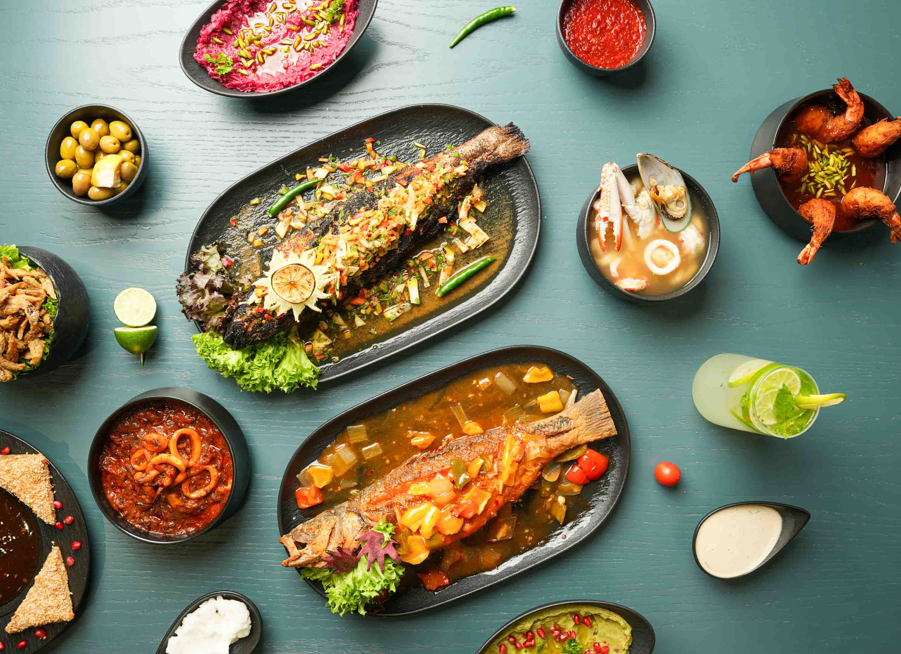 Arranged Food and Objects