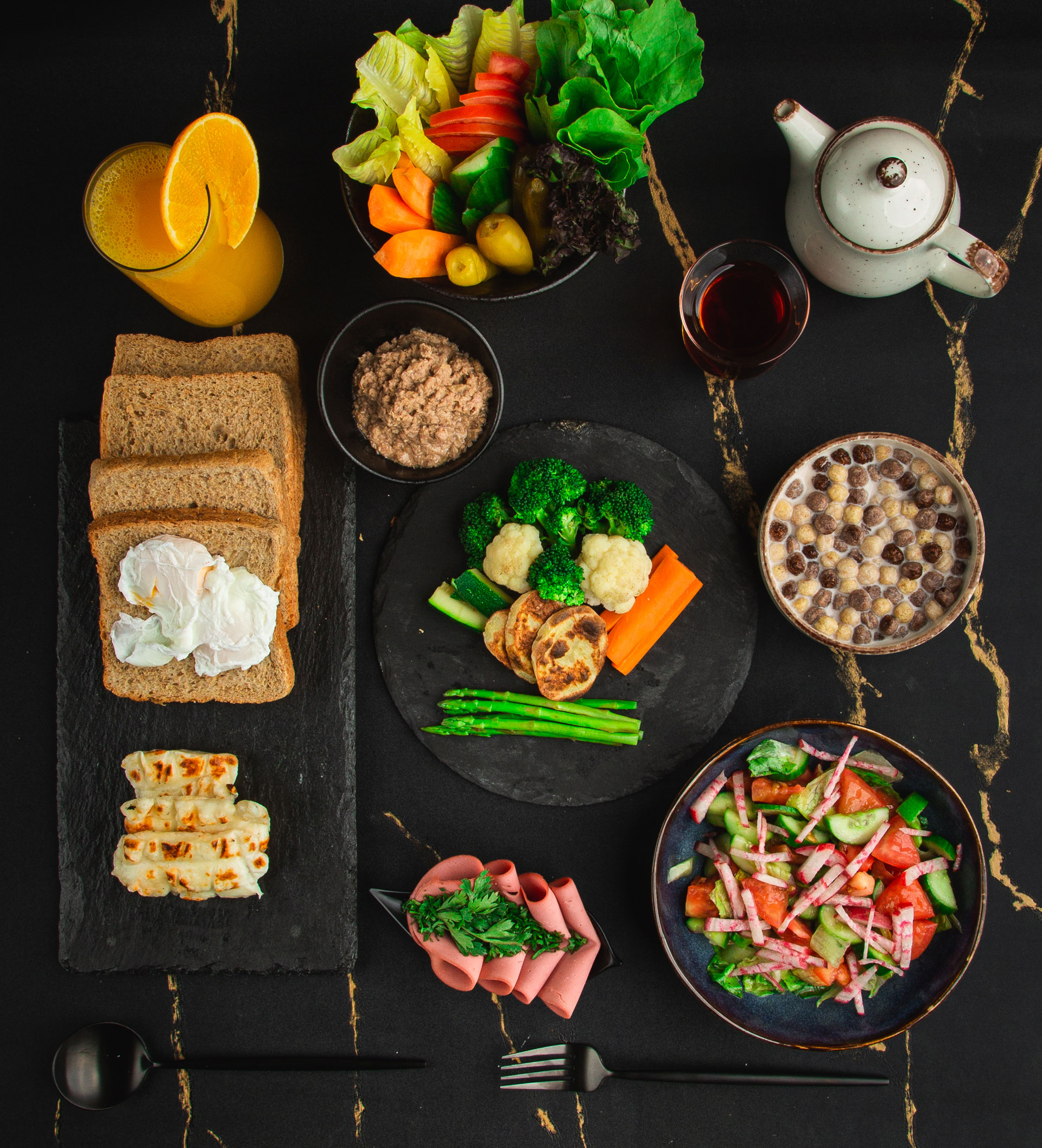 Arranged Food and Objects