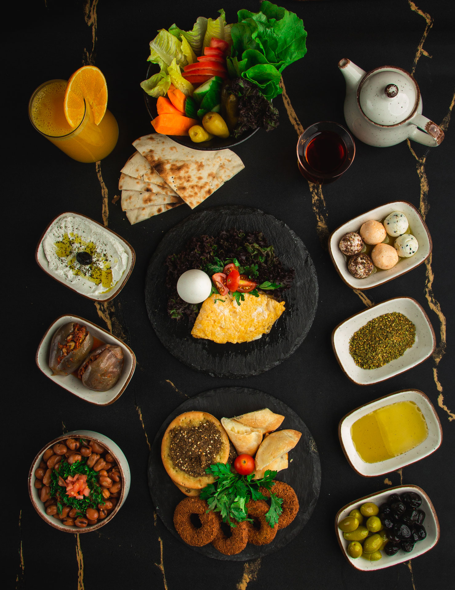 Arranged Food and Objects