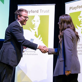 Caitlin Nicholls receiving the Playford Trust award