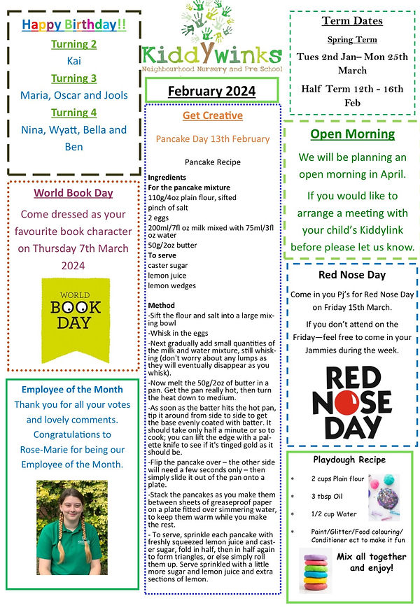 OUR NEWSLETTERS kiddywinks