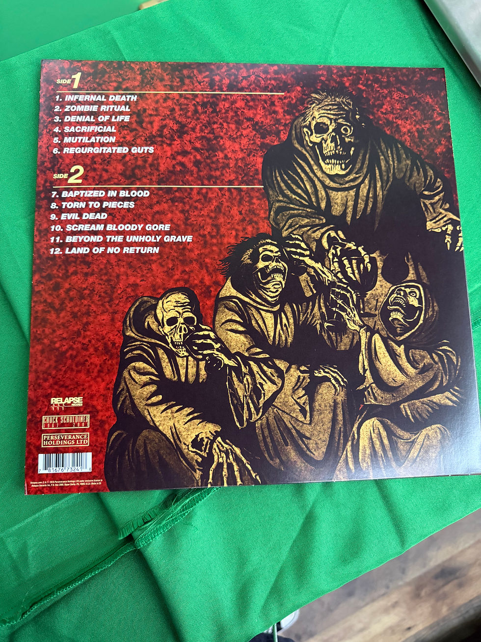 Thumbnail: Death- Scream Bloody Gore Deluxe Vinyl Box set 2 LP LE 500 VG+\VG+ Slip Mat