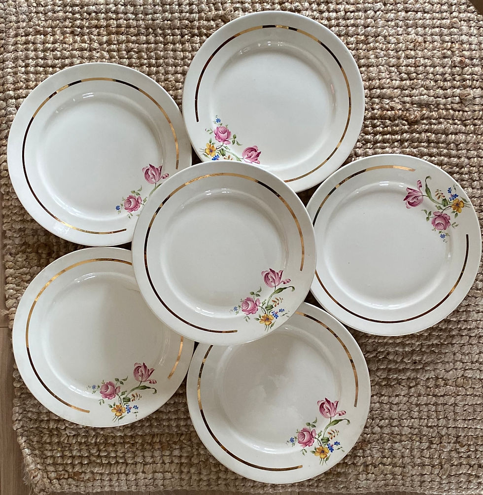 Miniature : 6 Grandes assiettes plates fleuries