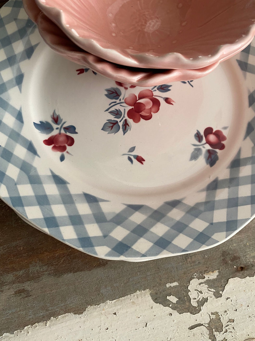 Miniature : Assiettes Digoin Sarrguemines "Vichy/fleurie"