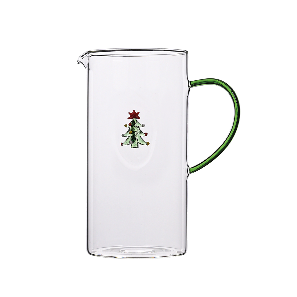 Pichet en verre decor sapin de noël en 3D