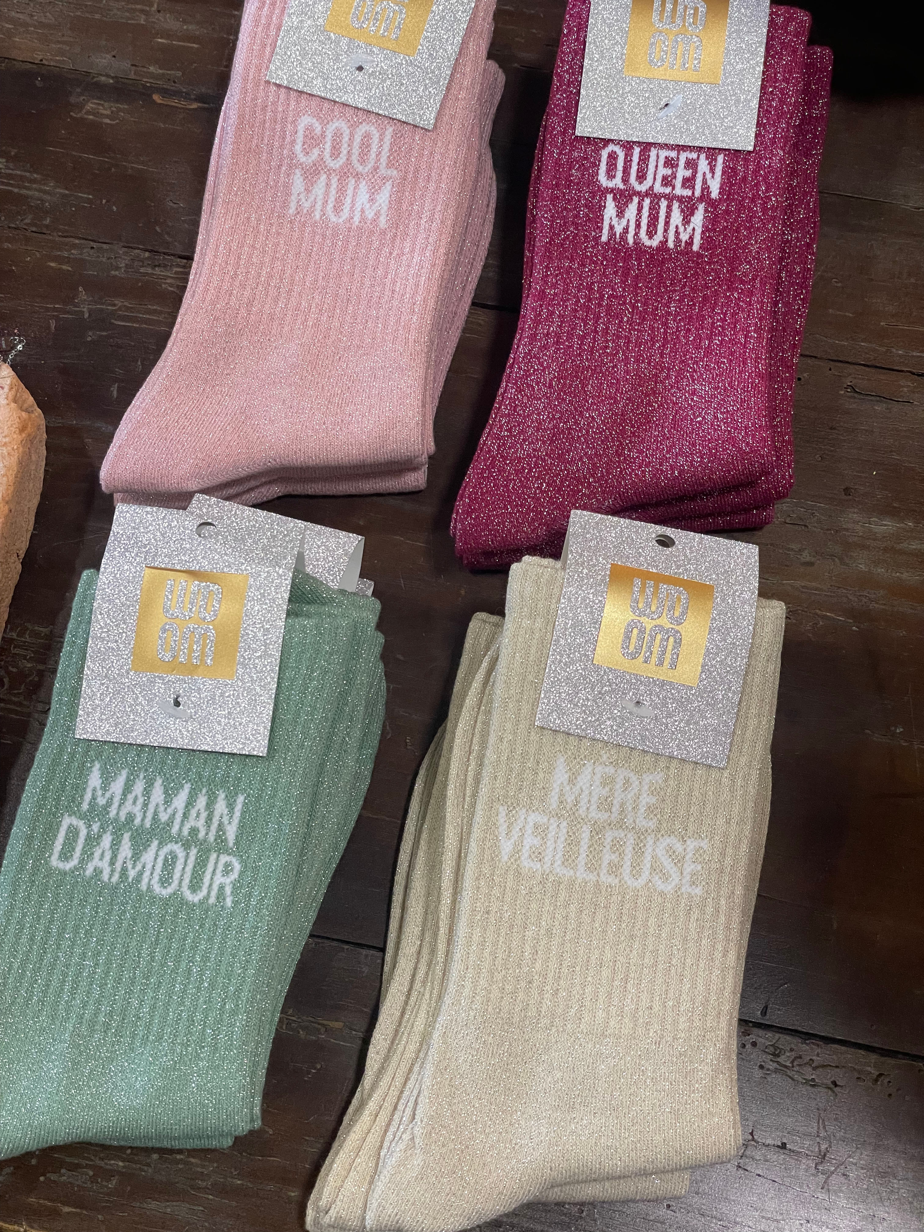 Chaussettes paillettes à message