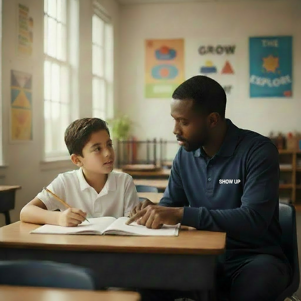 SHOW UP representative supporting a student at school.