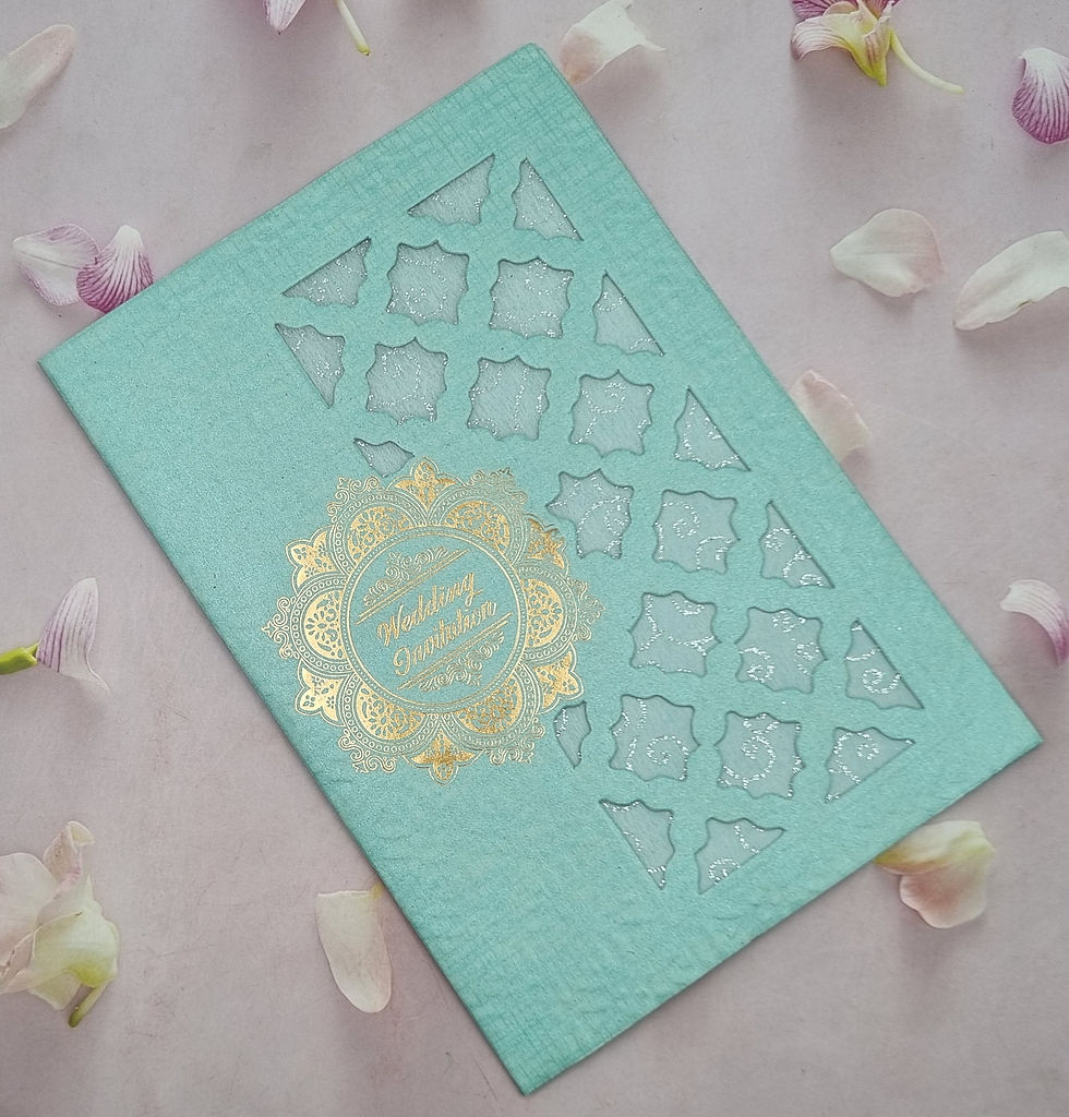 Thumbnail: Morrocan Pattern Traditional Laser Cut Peach Wedding Invitation Card