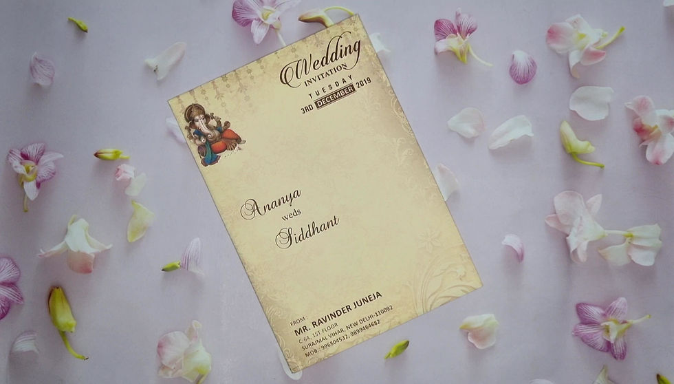 Thumbnail: Beige Colour Ganesha With Baarat Theme Wedding Invitation Card