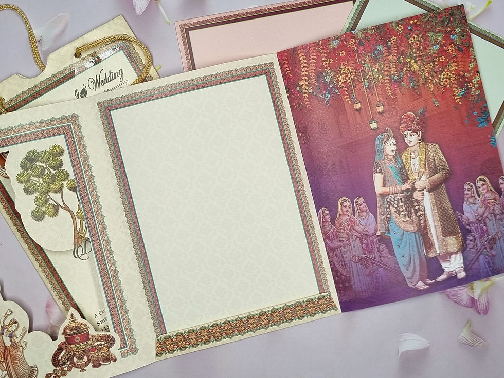 Thumbnail: Carry Bag Style Bride And Groom With Elephant Ganesha Wedding Invitation Card