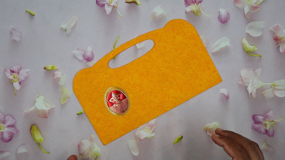 Thumbnail: Carry Bag Style Three Fold Style Ganesh Red Wedding Invitation Card