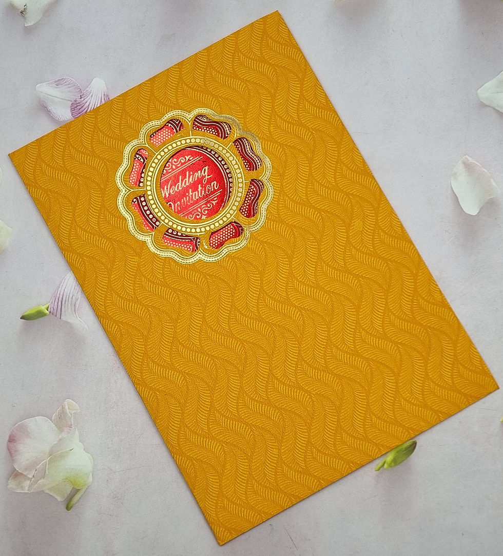 Thumbnail: Radha Krishna Ganesh Red and Yellow Wedding Invitation Card