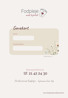 Eksempel på gavekort fra FodplejeMedHjertet