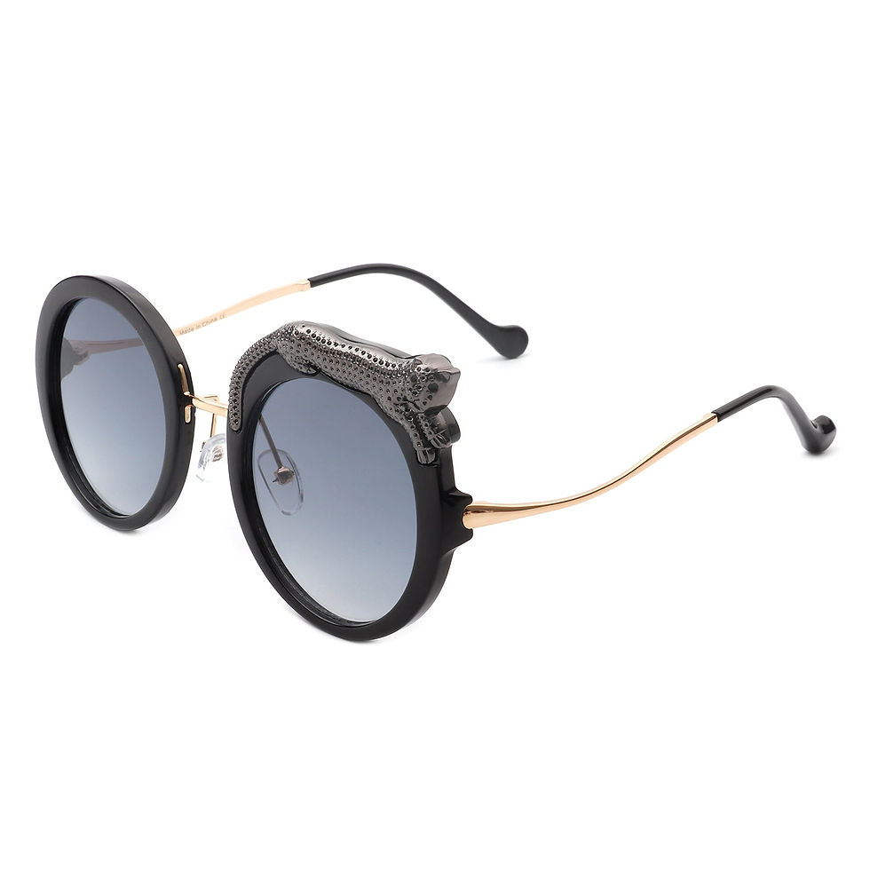 サムネイル： Yellowze - Women Circle Oversize Fashion Round Sunglasses W/ Leopard Design