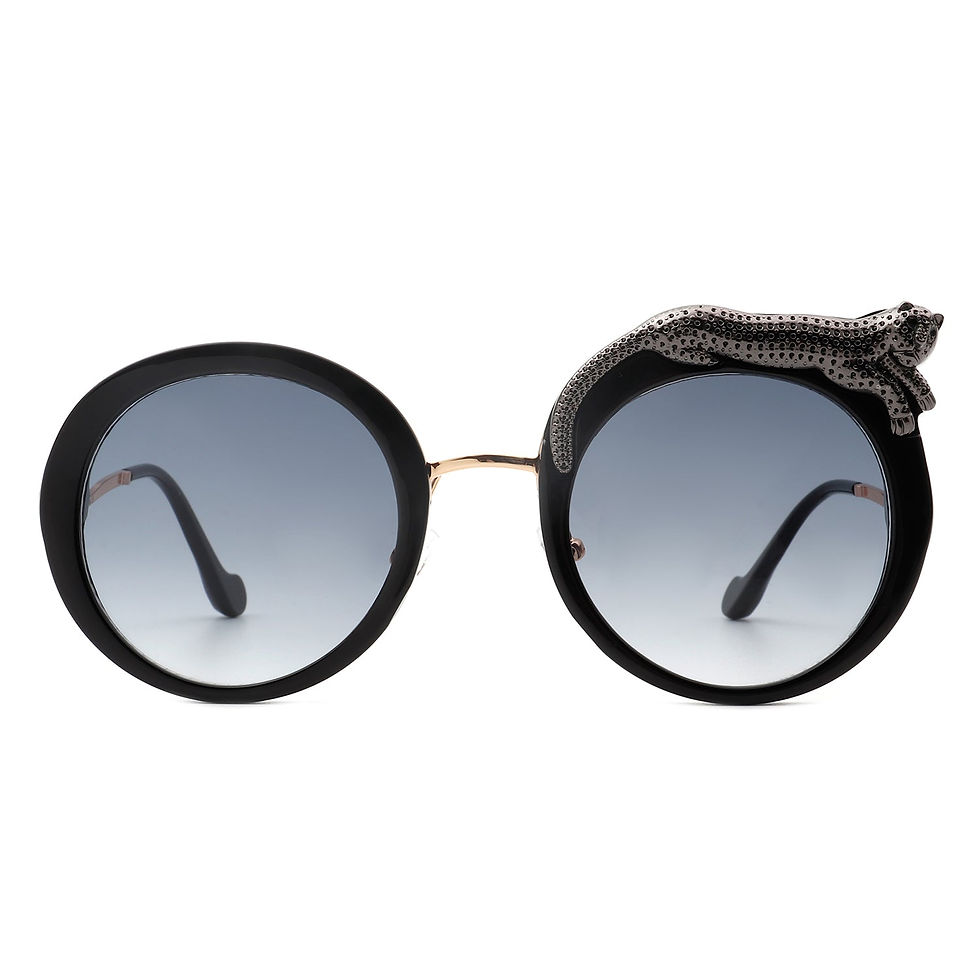Miniature : Yellowze - Women Circle Oversize Fashion Round Sunglasses W/ Leopard Design