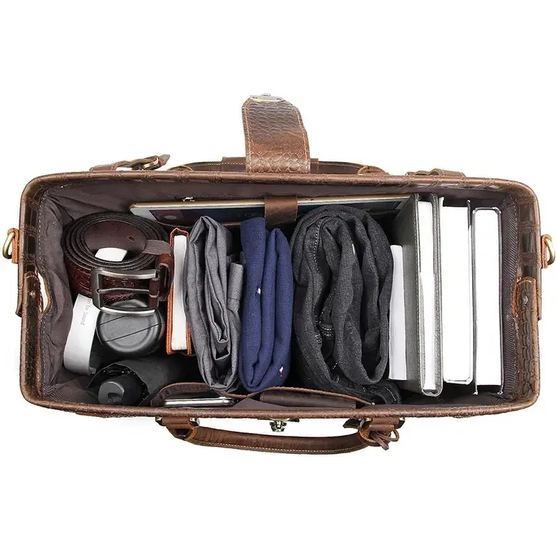 Thumbnail: J.M.D Travel Bag Men Real Leather Vintage Travel Duffel Bag