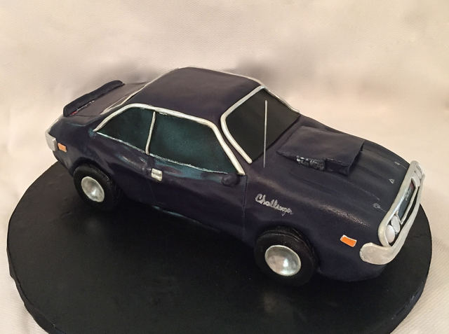 Carved 3-D car cake, side